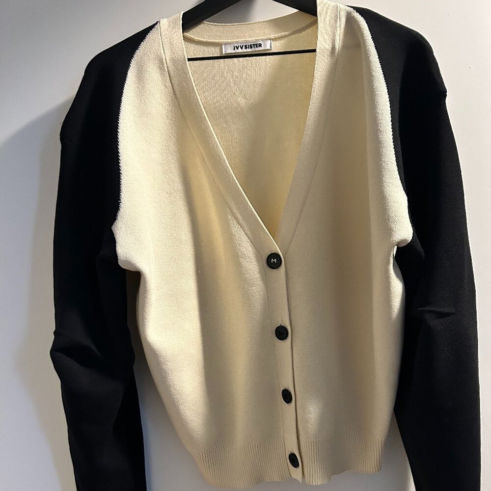 Pixie Market Black and Chite Cardigan